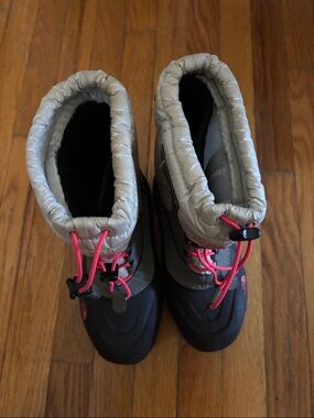 The North Face Kids Gray and Pink Winter Boots